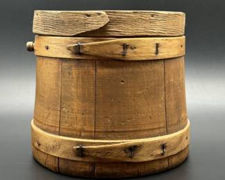Antique Primitive Firkin Sugar Bucket w/ Lid
