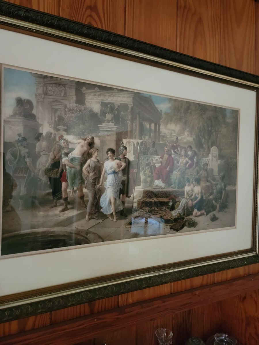 Color engraving print by E. Oberhauser. Vienna 1854-1919. Library of Congress 1904. Title: The Court of Cleopatra.
