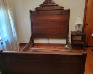 Eastlake Period Walnut Full sized bed frame. Circa 1880.