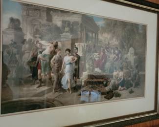 Color engraving print by E. Oberhauser. Vienna 1854-1919. Library of Congress 1904. Title: The Court of Cleopatra.