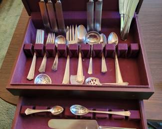 Sterling Silver partial Dinner Service. "Deerfield-Beacon Hill" by International Silver (Jennings Silver Co.) Monogramed "B"