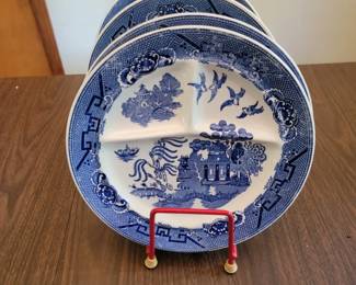 Vintage, "Blue Willow" set of four Grill Plates.