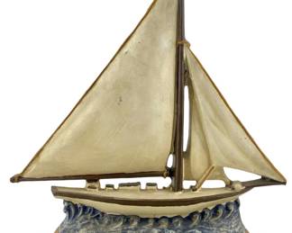 Cast Iron Painted Sailboat Door Stop