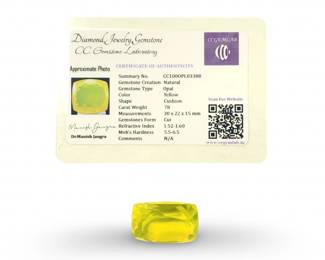 78 CT Cushion Cut Loose Yellow Opal Gemstone