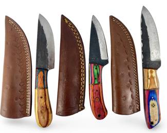 3pc Handcrafted Hunting Knives with Sheaths