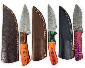 3pc Genuine Damascus Steel Hunting Knives