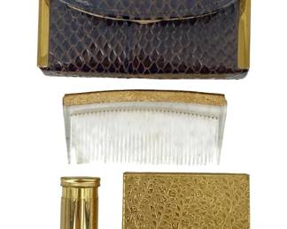 Faux Snakeskin Compact/Lipstick/Comb Case