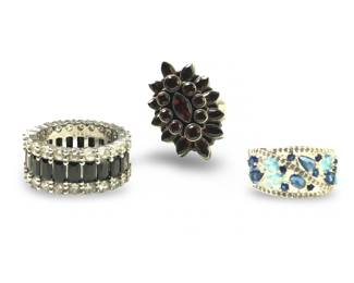 3 Exquisite Sterling & Silver Rings