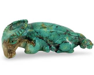 Antique Chinese Turquoise Antelope Pendant