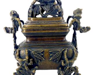 Antique Chinese Marked Bronze Incense Burner