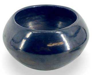 Old Signed San Ildefonso Black Ceramic Pot
