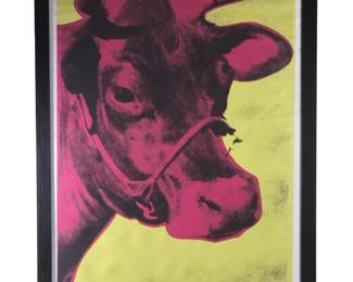 Signed Andy Warhol NY Pink Cow Lithograph