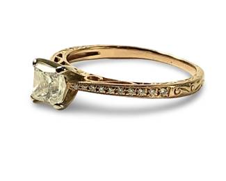 14K Rose Gold Princess Cut Diamond Ring