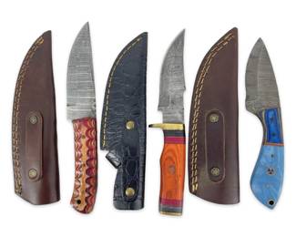 3pc Damascus Steel Hunting Knives and Sheaths