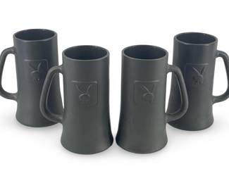 Matte Black Glass Playboy Bunny Beer Steins