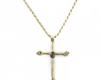Sterling Silver Amethyst Cross Pendant Necklace