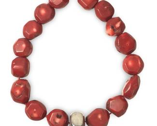 Large Sterling Chunky Coral Bead Necklace