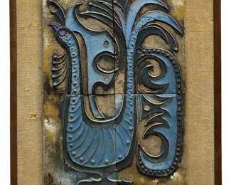 Signed Peralez Painted Ceramic Wall Art