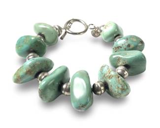Native American Silver Chunky Turquoise Bracelet