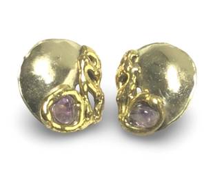 Lovely Pair Brutalist Amethyst Cluster Earrings