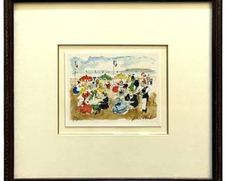 Signed Urbain Hutchet “Café" Lithograph