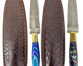 Leather Sheathed Genuine Damascus Steel Daggers