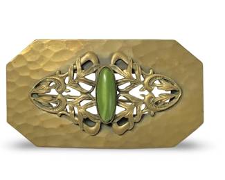 Delightful Art Deco Brass Gemstone Brooch