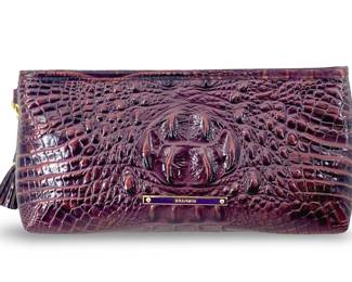 Purple Crocodile Embossed Brahmin Shoulder Bag