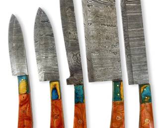 5pc Genuine Damascus Steel Chefs Knife Collection