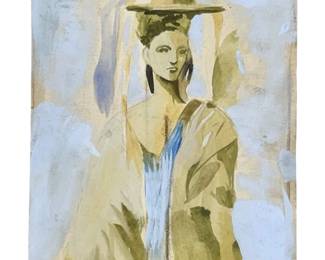 Signed Attributed Picasso "Mallorcan" Watercolor