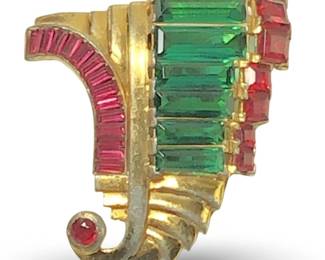 Rare Signed R.DeRosa Multi Gemstone Fur Clip