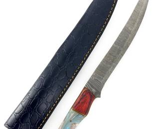 Genuine Damascus Steel Filet Knife and Sheath