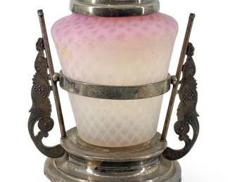 Wilcox Silver Plate and Pink Glass Caster