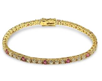Stunning Gold Over Sterling Ruby Tennis Bracelet