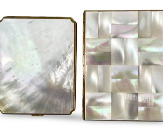 Mother of Pearl Inlaid Brass Compacts