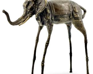 Signed Salvador Dali Brutalist Elephant Sculpture