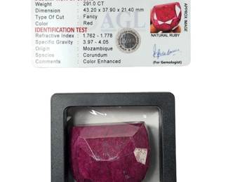 291 CT Fancy Cut Loose Ruby Gemstone