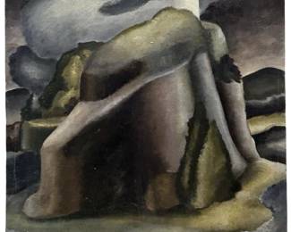 Signed Ethel Johnson Lighthouse Oil on Canvas
