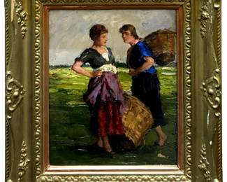 Antique Signed Celesztin Pallya Oil on Canvas