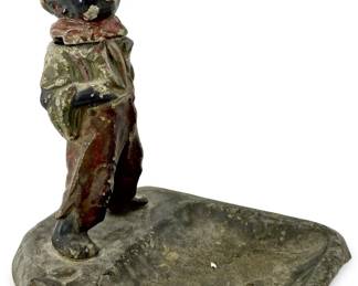 Antique Brass Black Americana Bobblehead Ashtray