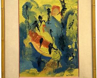 Signed A. Trone Abstract Oil on Panel
