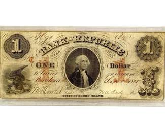 1855 Bank of the Republic One Dollar Bill