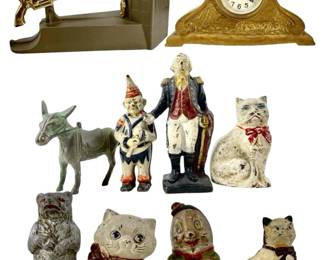 10pc Antique Cast Iron Coin Banks