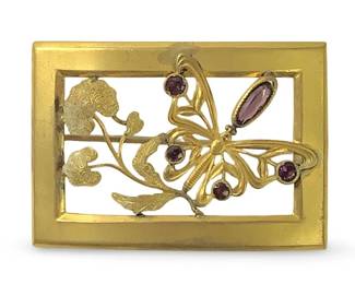 George L. Paine Art Deco Brass Butterfly Brooch