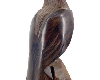 Carved Iron Wood Eagle Sculpture