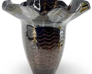 Iridescent Purple Ripple Design Freeform Vase