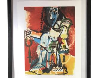 Signed Numbered Picasso Seated Figure Lithograph