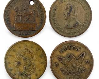 4pc 1863 Civil War Token Collection