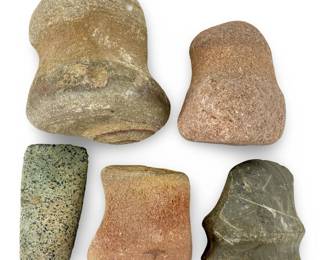 5pc Stone Axe Heads and Maul Collection