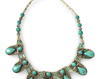 Elegant Tibetan Silver Turquoise Necklace
